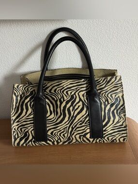 Y2K Style Laura Di Maggio Milano Genuine Leather Zebra Animal Print Purse